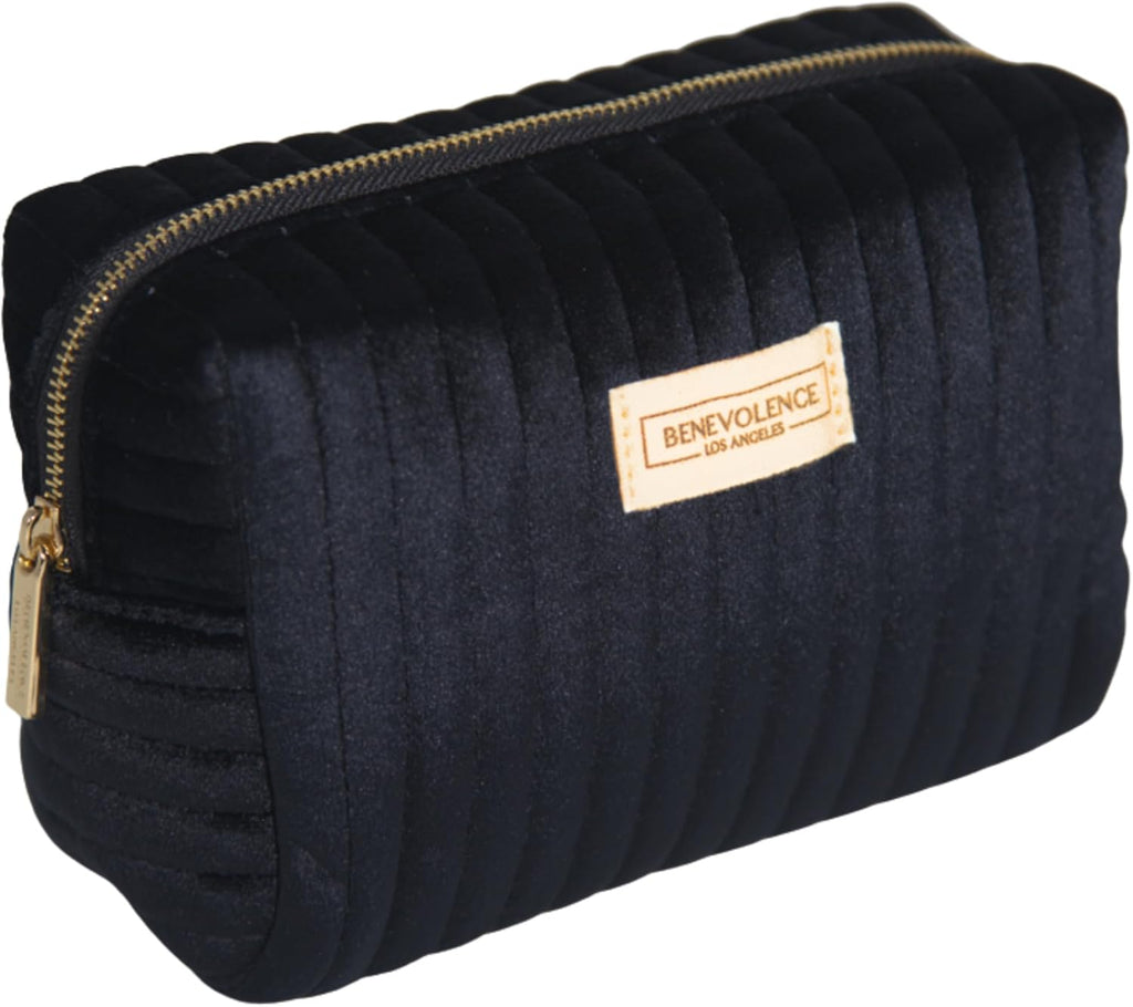 Outside: Black velvet cosmetic bag