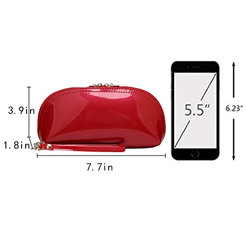 Outside: Red cosmetic pouch
