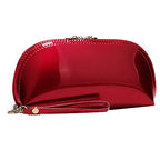 Outside: Red cosmetic pouch
