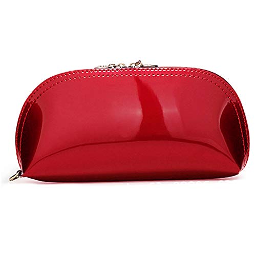 Outside: Red cosmetic pouch