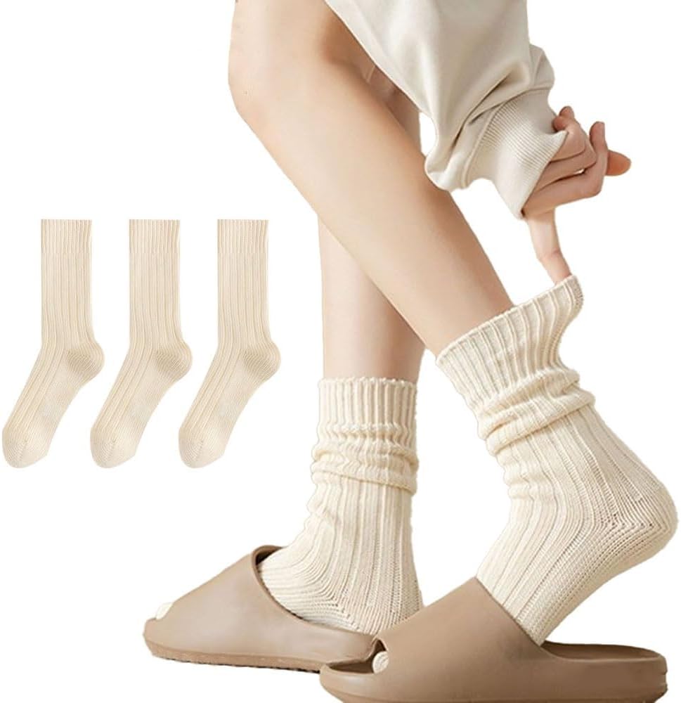 Ankle: Cream cozy socks