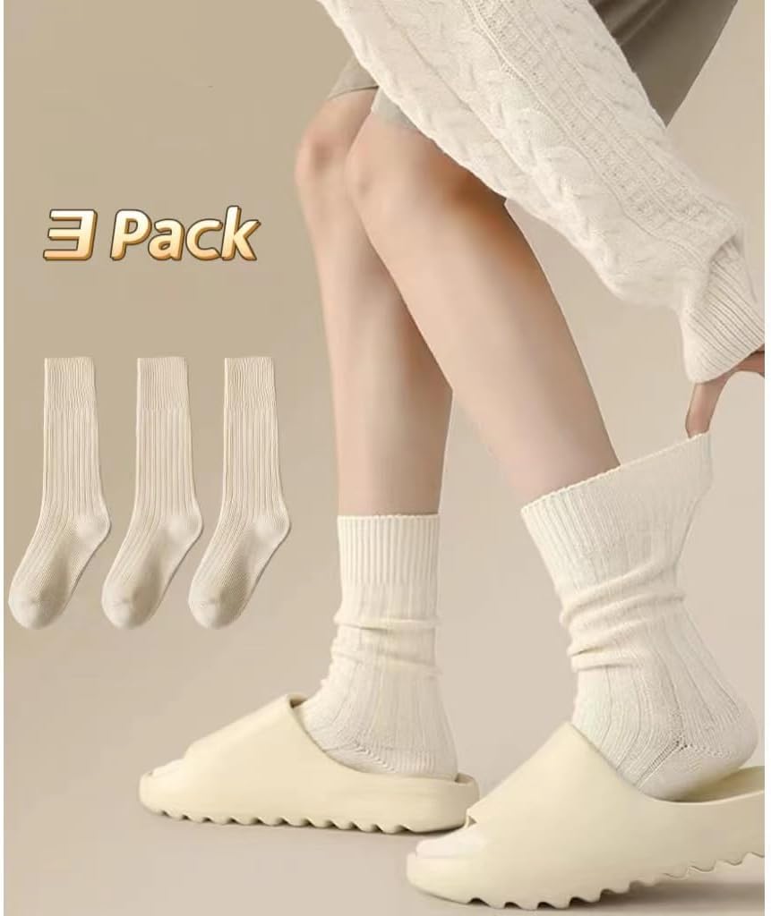Ankle: Cream cozy socks