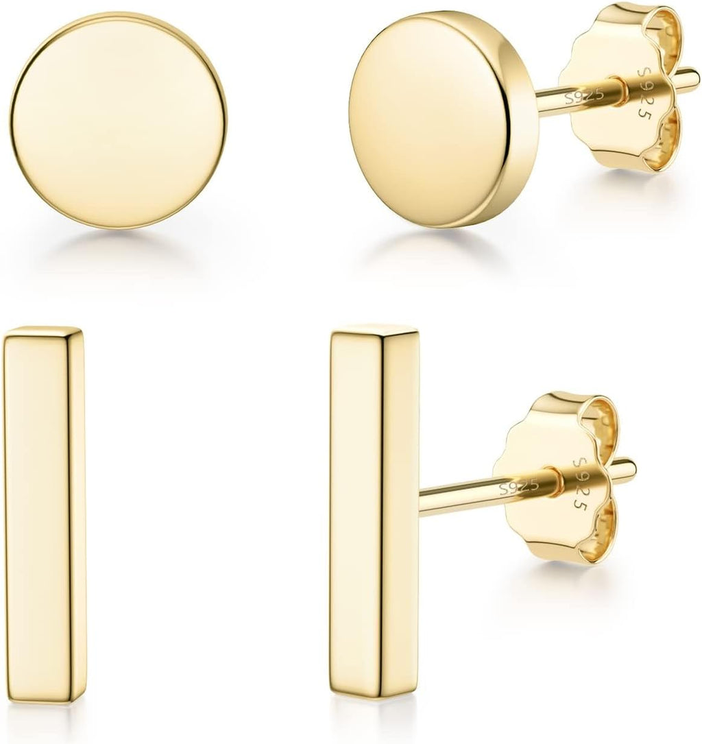 Calf: Minimalist gold stud earrings