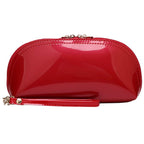 Outside: Red cosmetic pouch