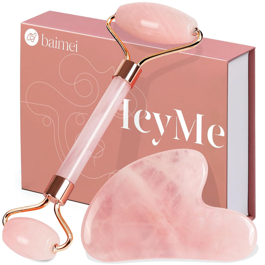 Calf: Rose quartz facial roller