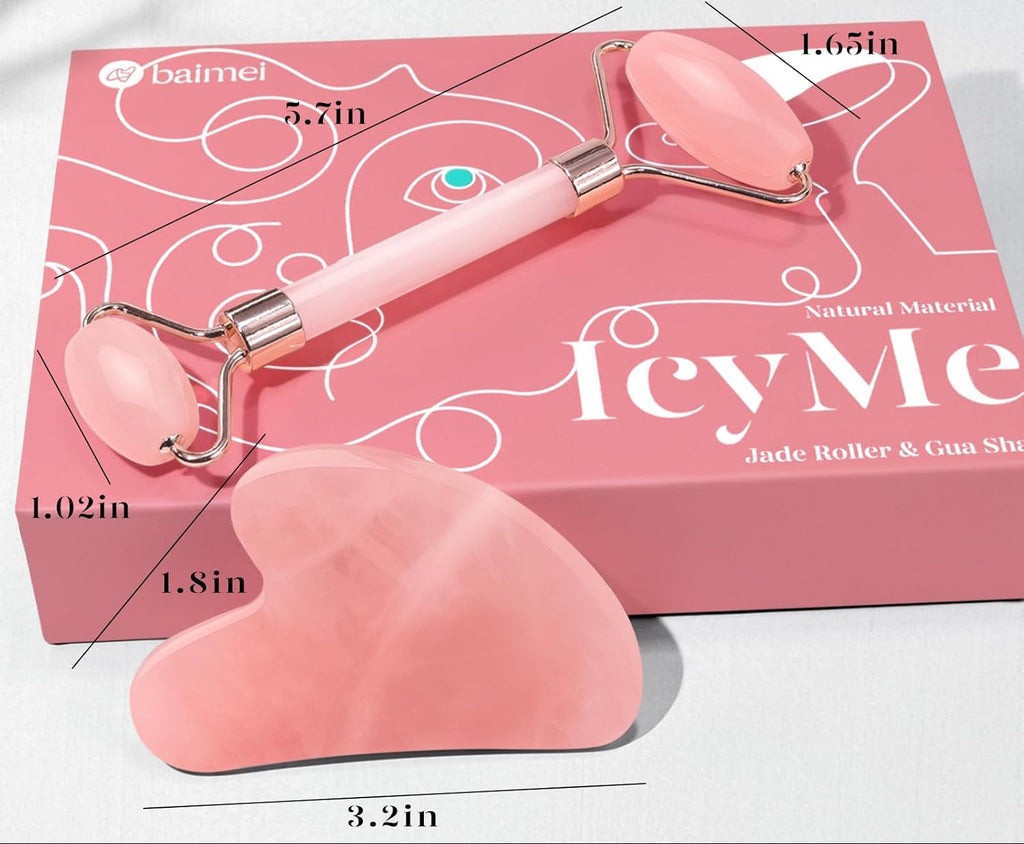 Calf: Rose quartz facial roller