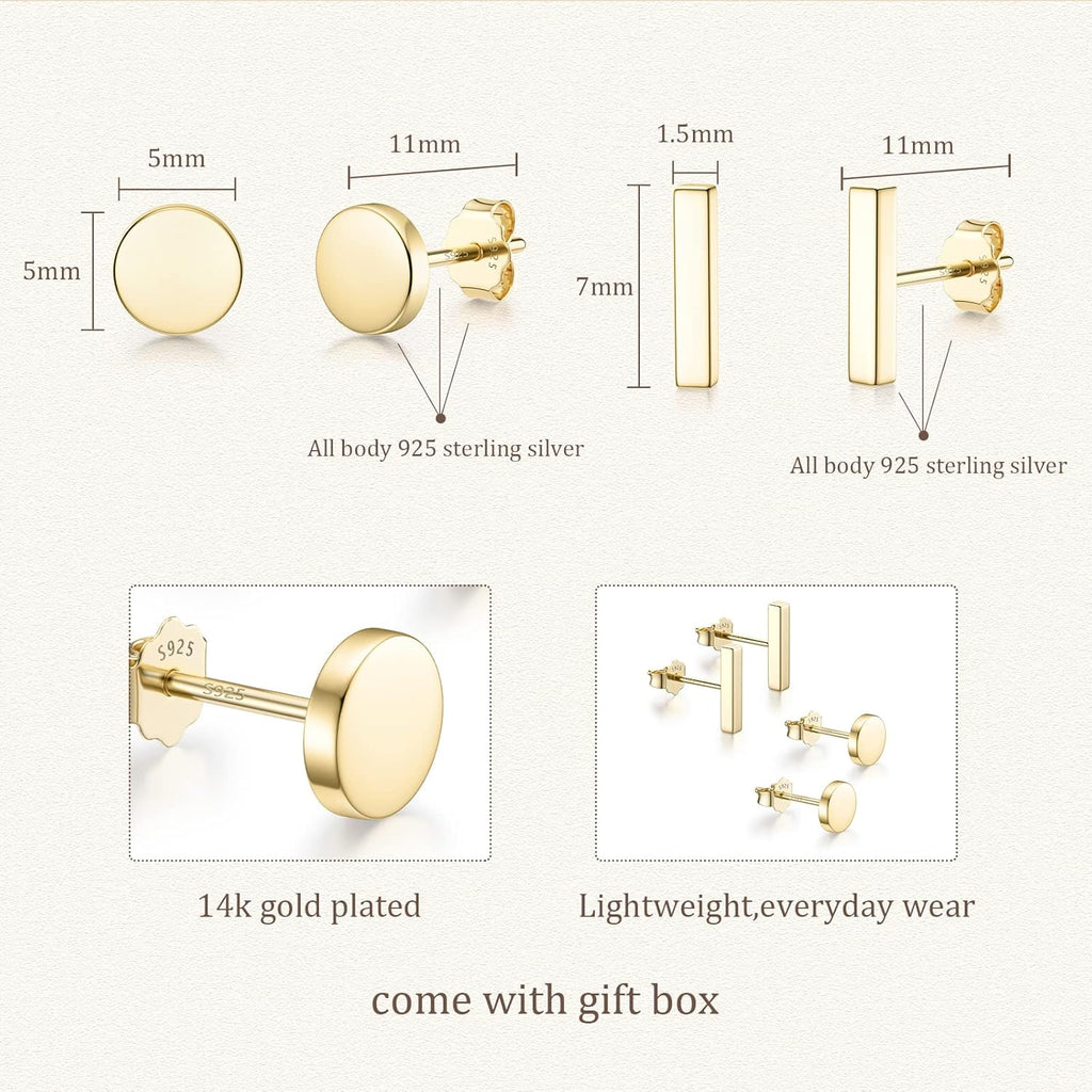 Calf: Minimalist gold stud earrings