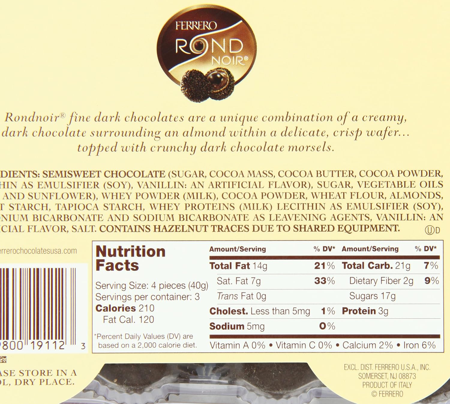 Toe: Ferrero dark chocolate