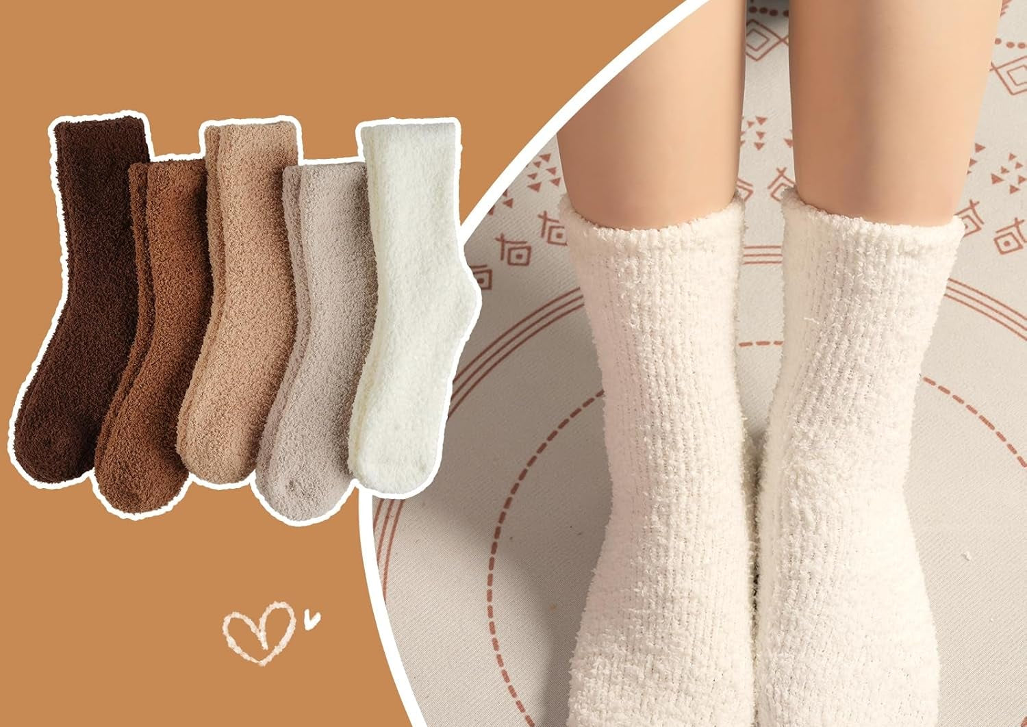 Ankle: Neutral cozy socks + satin scrunchie