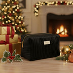 Outside: Black velvet cosmetic bag